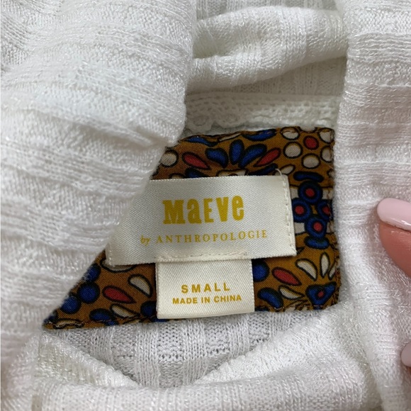 Anthropologie Maeve Ivory Cowl Neck Peplum Thin Knit Long Sleeve Top - Picture 4 of 13